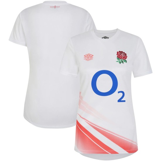 England Rugby Red Roses Warm Up Jersey - White - Womens England Rugby Red Roses Warm Up Jersey - White - Womens