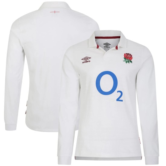 England Rugby Home Classic Long Sleeve Jersey 2023/24 - White - Mens England Rugby Home Classic Long Sleeve Jersey 2023/24 - White - Mens