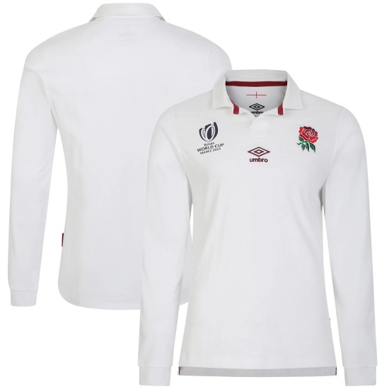 England Rugby World Cup 2023 Home Classic Long Sleeve Jersey - White - Mens England Rugby World Cup 2023 Home Classic Long Sleeve Jersey - White - Mens