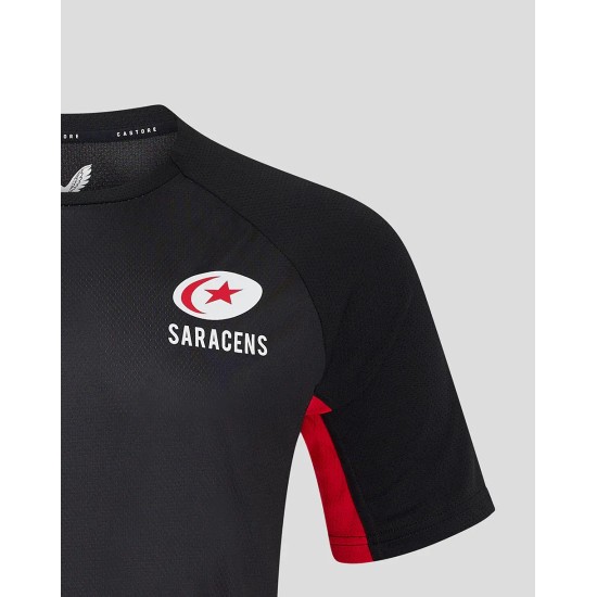 Men's Saracens 24/25 Matchday Short Sleeve Tee Black/Red Men's Saracens 24/25 Matchday Short Sleeve Tee Black/Red