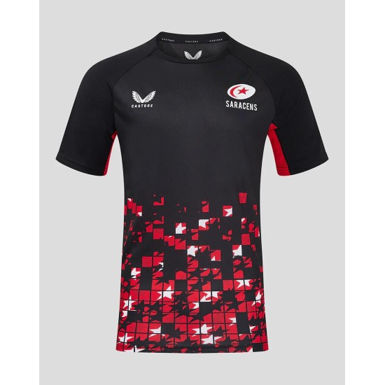 Men's Saracens 24/25 Matchday Short Sleeve Tee Black/Red Men's Saracens 24/25 Matchday Short Sleeve Tee Black/Red