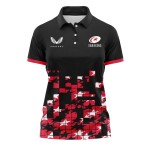 Womens Polo Shirt Saracens 24/25 Match Day Black/Red Womens Polo Shirt Saracens 24/25 Match Day Black/Red