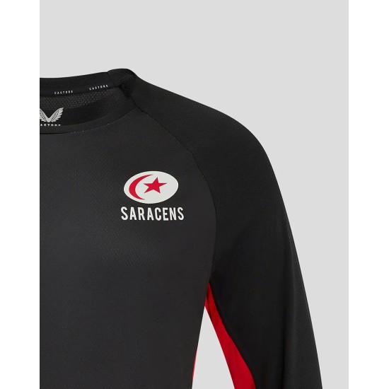 Men's Saracens 24/25 Matchday Long Sleeve Tee Black/Red Men's Saracens 24/25 Matchday Long Sleeve Tee Black/Red