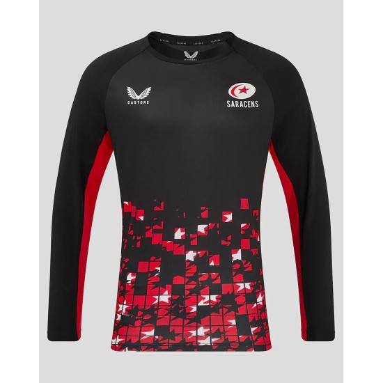 Men's Saracens 24/25 Matchday Long Sleeve Tee Black/Red Men's Saracens 24/25 Matchday Long Sleeve Tee Black/Red