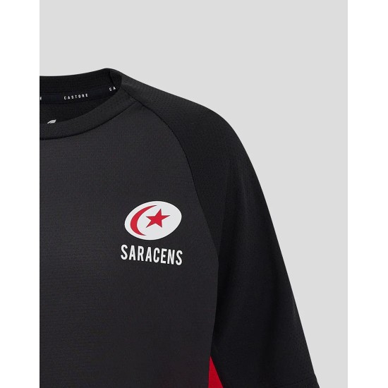 Junior Saracens 24/25 Matchday Short Sleeve Tee Black/Red Junior Saracens 24/25 Matchday Short Sleeve Tee Black/Red