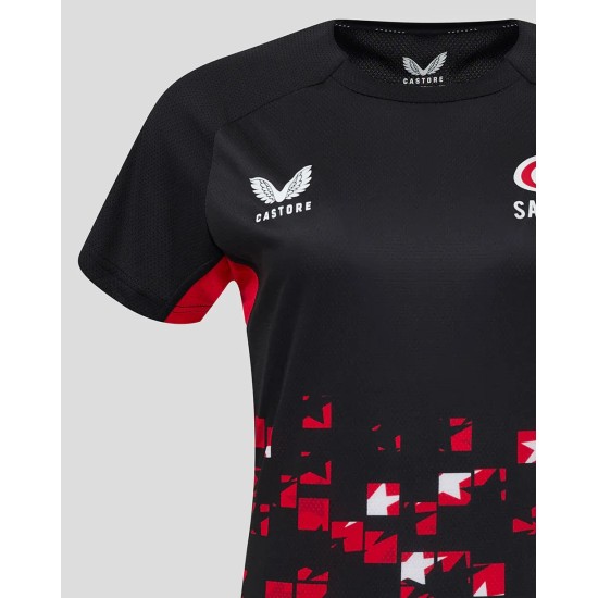 Women's Saracens 24/25 Matchday Tee Black/Red Women's Saracens 24/25 Matchday Tee Black/Red