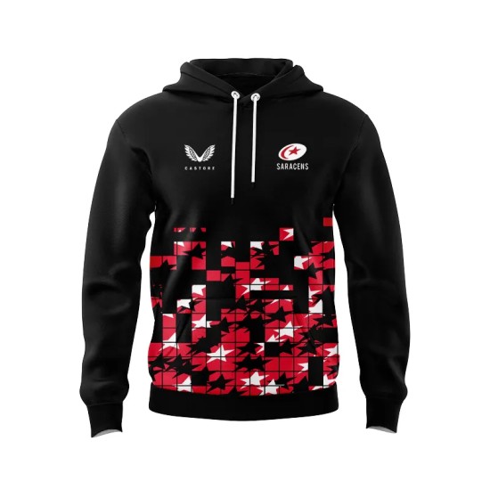 Men's Saracens 24/25 Matchday Black/Red Hoodie Men's Saracens 24/25 Matchday Black/Red Hoodie