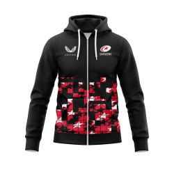 Men's Saracens 24/25 Matchday Black/Red Zip-Up Hoodie
