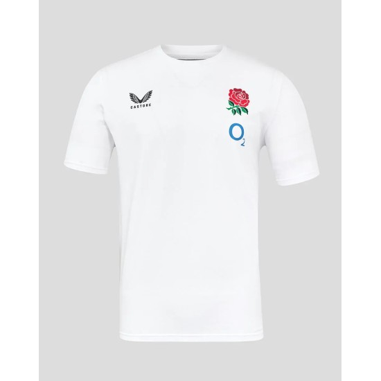 Men's England Rugby 25/26 Travel Short Sleeve Tee - Brilliant White Men's England Rugby 25/26 Travel Short Sleeve Tee - Brilliant White