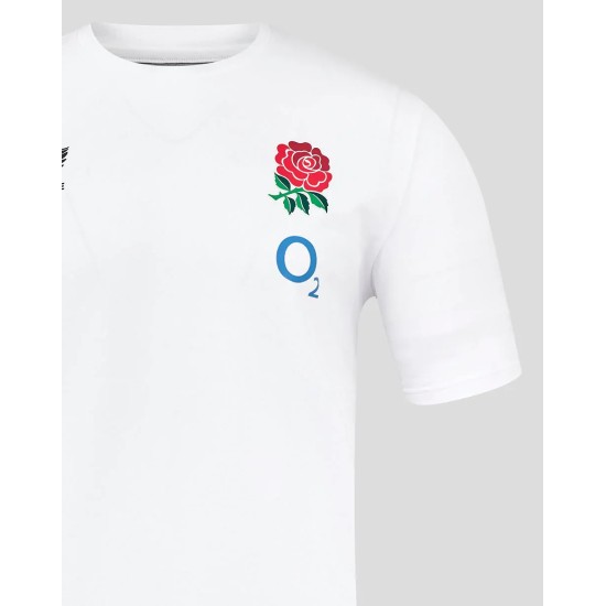 Men's England Rugby 25/26 Travel Short Sleeve Tee - Brilliant White Men's England Rugby 25/26 Travel Short Sleeve Tee - Brilliant White