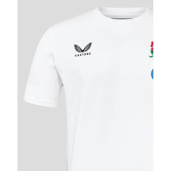 Men's England Rugby 25/26 Travel Short Sleeve Tee - Brilliant White Men's England Rugby 25/26 Travel Short Sleeve Tee - Brilliant White