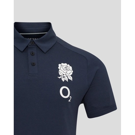 Men's England Rugby 25/26 Travel Short Sleeve Polo - Inkwell Men's England Rugby 25/26 Travel Short Sleeve Polo - Inkwell