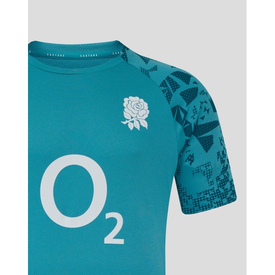 Men’s England Rugby 25/26 Performance Short Sleeve T Shirt – Storm Blue Men’s England Rugby 25/26 Performance Short Sleeve T Shirt – Storm Blue