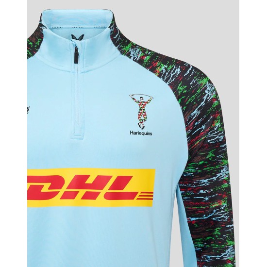 Harlequins Men's 25/26 Training 1/4 Zip - Sky Blue Harlequins Men's 25/26 Training 1/4 Zip - Sky Blue