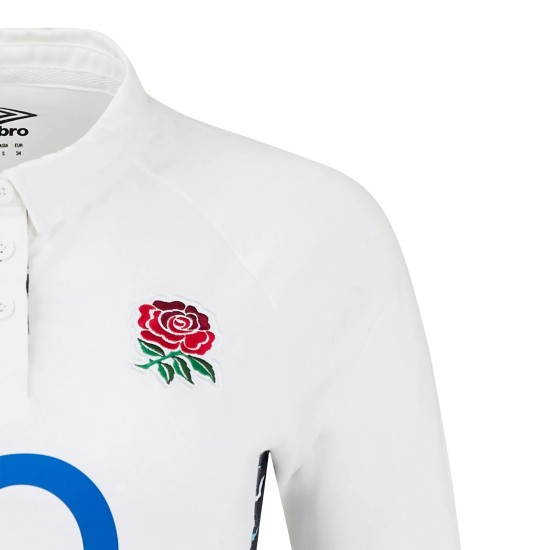 England Rugby Home Classic Long Sleeve Jersey 2024/25 - White - Womens England Rugby Home Classic Long Sleeve Jersey 2024/25 - White - Womens