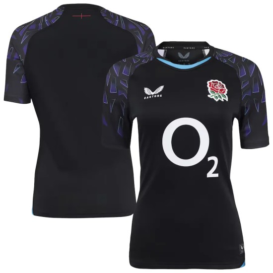 England Rugby Red Roses Alternate Replica Jersey 2025/26 - Black - Womens England Rugby Red Roses Alternate Replica Jersey 2025/26 - Black - Womens