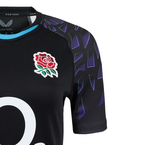 England Rugby Red Roses Alternate Replica Jersey 2025/26 - Black - Womens England Rugby Red Roses Alternate Replica Jersey 2025/26 - Black - Womens