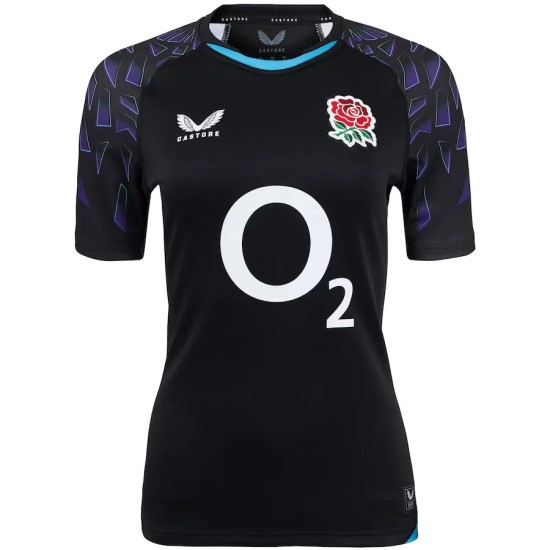 England Rugby Red Roses Alternate Replica Jersey 2025/26 - Black - Womens England Rugby Red Roses Alternate Replica Jersey 2025/26 - Black - Womens