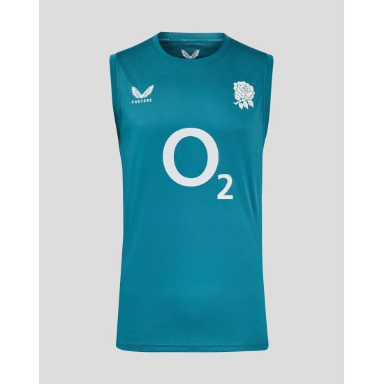 Men’s England Rugby 25/26 Performance Sleeveless T-Shirt – Storm Blue Men’s England Rugby 25/26 Performance Sleeveless T-Shirt – Storm Blue