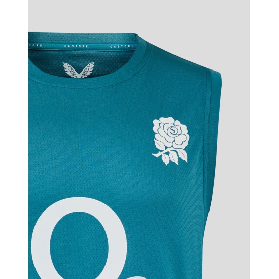 Men’s England Rugby 25/26 Performance Sleeveless T-Shirt – Storm Blue Men’s England Rugby 25/26 Performance Sleeveless T-Shirt – Storm Blue