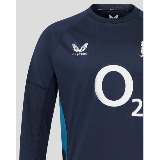 Men’s England Rugby 25/26 Contact Long Sleeve Drill Top – Inkwell Men’s England Rugby 25/26 Contact Long Sleeve Drill Top – Inkwell
