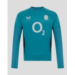 Men’s England Rugby 25/26 Contact Long Sleeve Drill Top – Storm Blue Men’s England Rugby 25/26 Contact Long Sleeve Drill Top – Storm Blue
