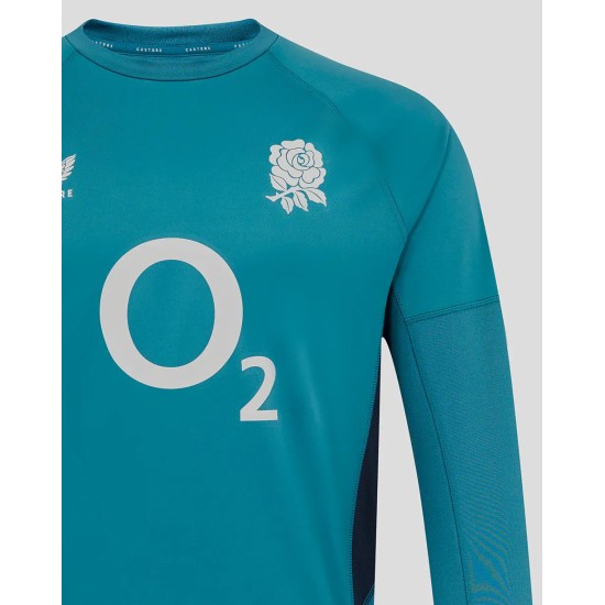Men’s England Rugby 25/26 Contact Long Sleeve Drill Top – Storm Blue Men’s England Rugby 25/26 Contact Long Sleeve Drill Top – Storm Blue