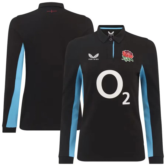 England Rugby Alternate Classic Long Sleeve Jersey 2025/26 - Black - Womens England Rugby Alternate Classic Long Sleeve Jersey 2025/26 - Black - Womens