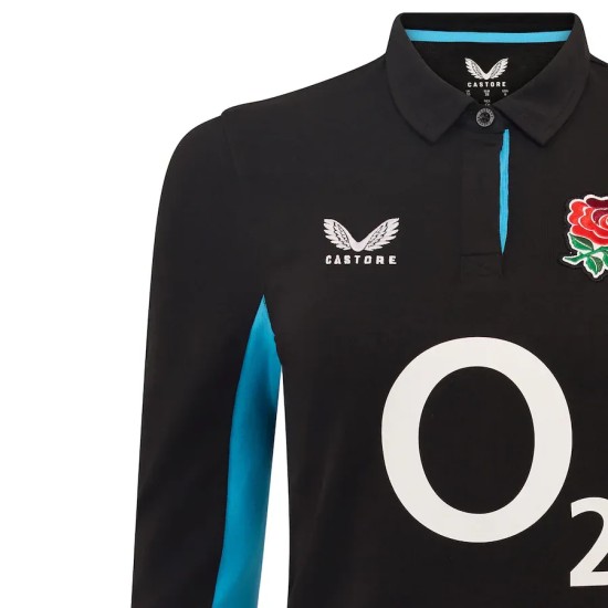 England Rugby Alternate Classic Long Sleeve Jersey 2025/26 - Black - Womens England Rugby Alternate Classic Long Sleeve Jersey 2025/26 - Black - Womens
