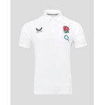 Men's England Rugby 25/26 Travel Short Sleeve Polo - Brilliant White Men's England Rugby 25/26 Travel Short Sleeve Polo - Brilliant White