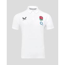 Men's England Rugby 25/26 Travel Short Sleeve Polo - Brilliant White