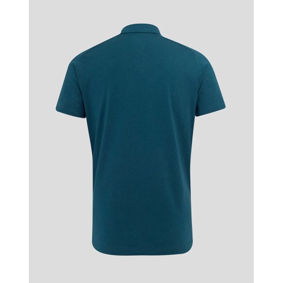 Men's England Rugby 25/26 Travel Short Sleeve Polo - Reflecting Pond Men's England Rugby 25/26 Travel Short Sleeve Polo - Reflecting Pond