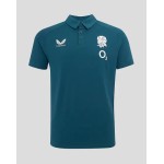 Men's England Rugby 25/26 Travel Short Sleeve Polo - Reflecting Pond Men's England Rugby 25/26 Travel Short Sleeve Polo - Reflecting Pond