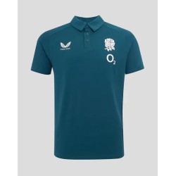 Men's England Rugby 25/26 Travel Short Sleeve Polo - Reflecting Pond