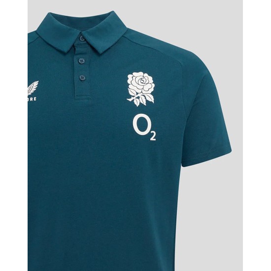 Men's England Rugby 25/26 Travel Short Sleeve Polo - Reflecting Pond Men's England Rugby 25/26 Travel Short Sleeve Polo - Reflecting Pond