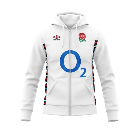 England Rugby Home Replica Jersey 2023/24 Cotton Zip Hoodie - Mens England Rugby Home Replica Jersey 2023/24 Cotton Zip Hoodie - Mens