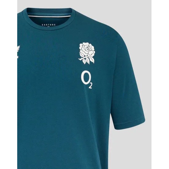 Men's England Rugby 25/26 Travel Short Sleeve Tee - Reflecting Pond Men's England Rugby 25/26 Travel Short Sleeve Tee - Reflecting Pond