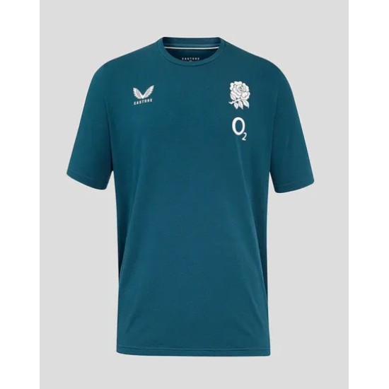 Men's England Rugby 25/26 Travel Short Sleeve Tee - Reflecting Pond Men's England Rugby 25/26 Travel Short Sleeve Tee - Reflecting Pond